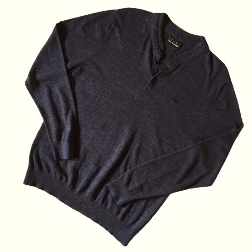 The Kooples Mandarin Collar Henley Sweater Navy XL